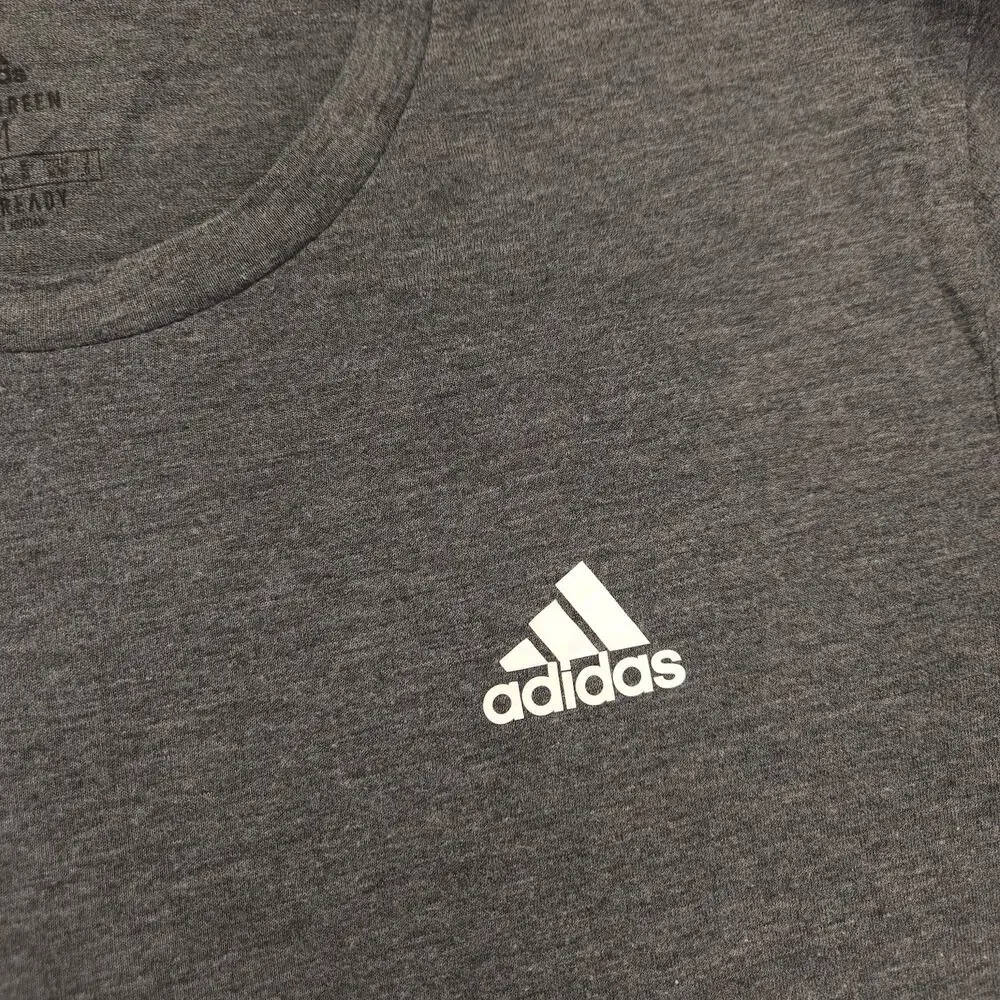 Adidas Crew Neck Short Sleeve Graphic T Shirt Mens Size Medium M Gray White